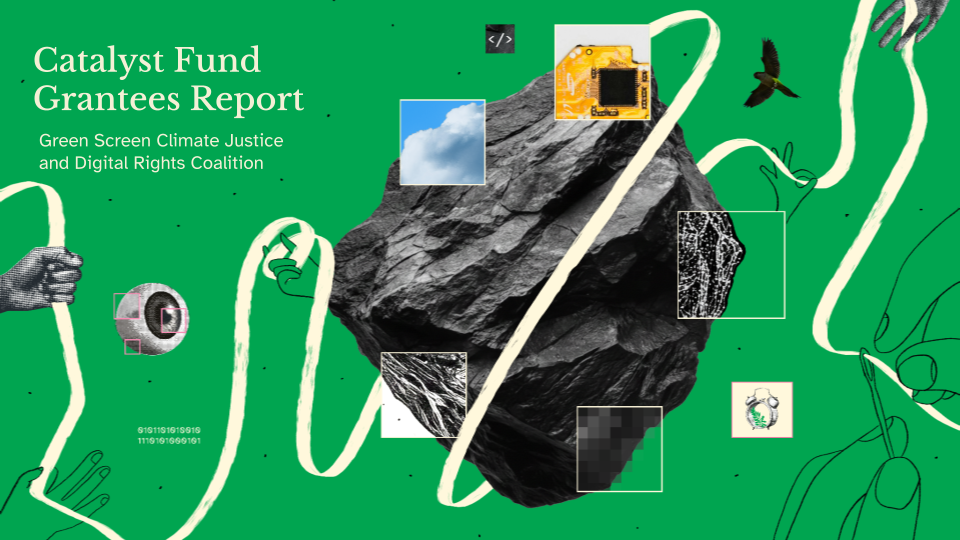 image of report cover of green background with rock