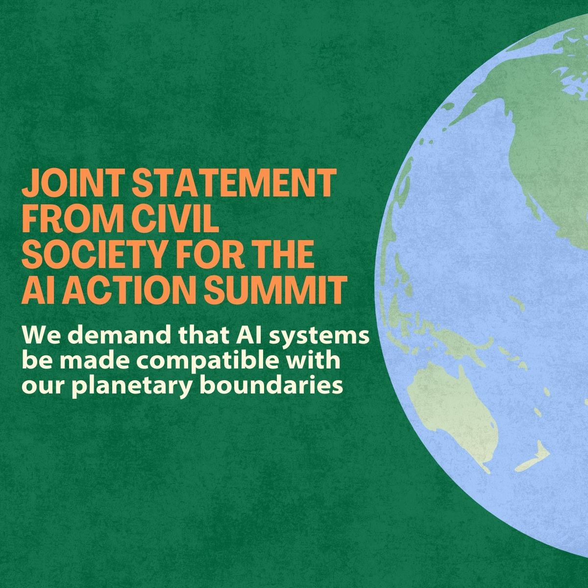 Image of globe with the call to action for the joint statement